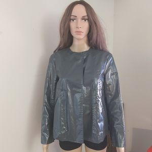 ZARA jacket Small gray LIMITED EDITION Gunmetal  PVC Retro WATERPROOF